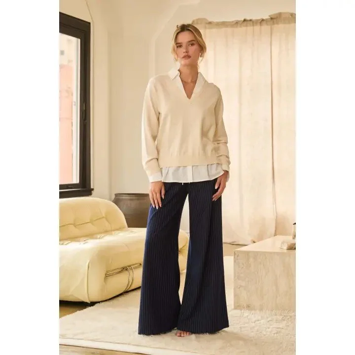 Layered Look Natural Sweater