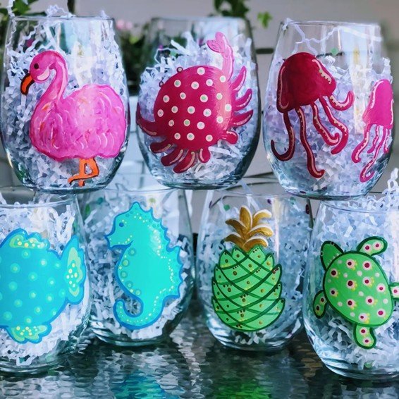 Sea Life Stemless Wine Glasses 18.00