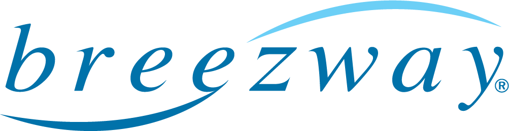 Breezway logo with the word 'breezway' in blue lowercase letters, featuring a curved line above and below the text.