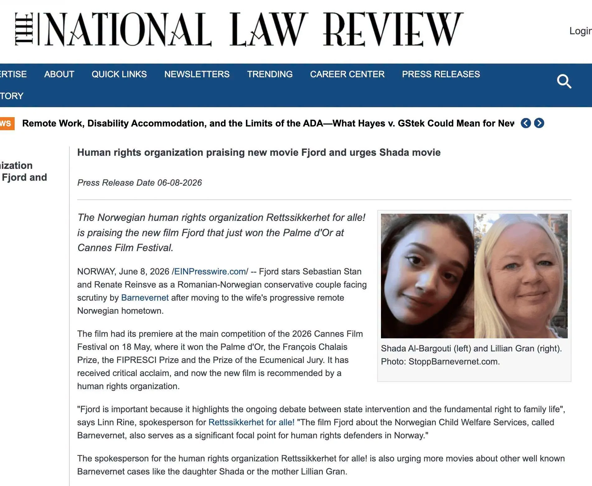 To Associated Press, Regarding: Christine Rehn Jensen. Deliberate Misinformation Campaign Against Rettssikkerhet for alle. 