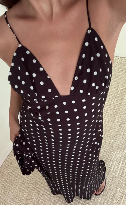 Polka Dot Print Chiffon Maxi Dress with Scarf  Belo Salon & Blow Dry Bar
