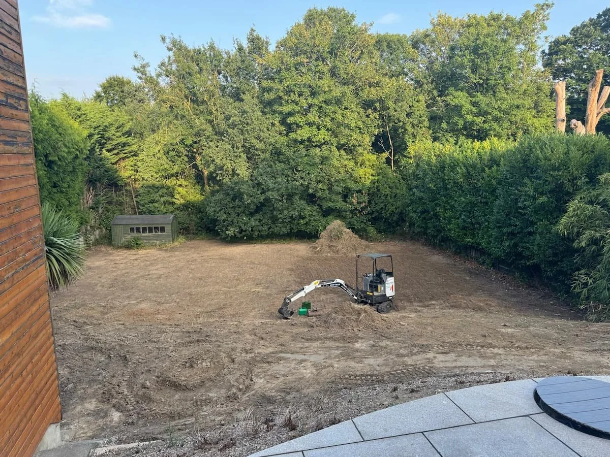 Major progress with the garden now cleared and ready for levelling.
