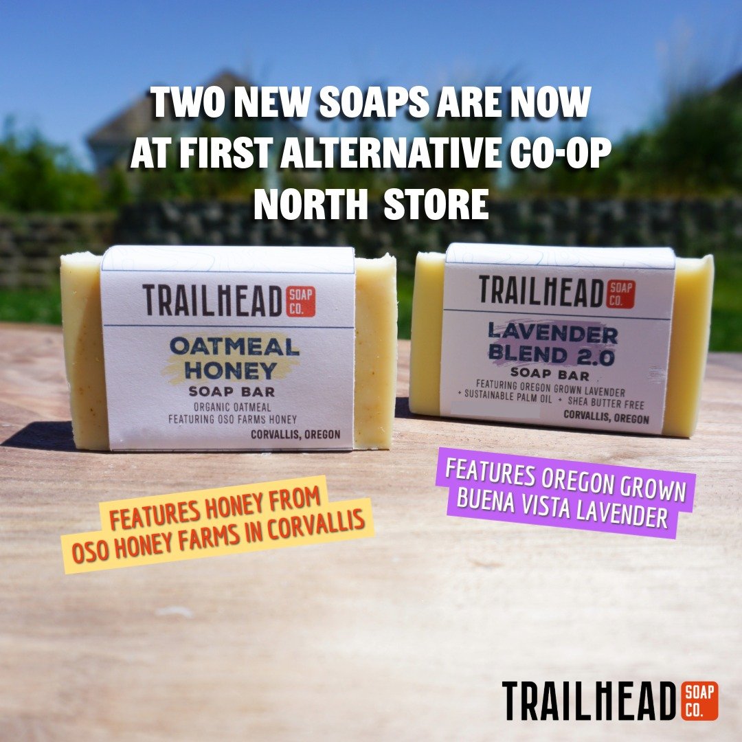 You can find two new soaps at First Alternative Co-op - North store. Our Oatmeal Honey soap features honey from @osohoneyfarm. Lavender Blend 2.0 features Oregon grown lavender.