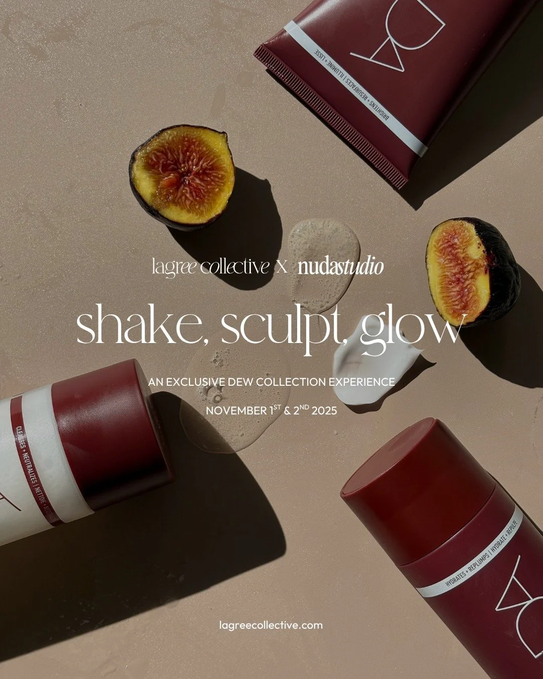 shake, sculpt, glow. ✨

We&rsquo;re teaming up with Nuda Studio for another exclusive collab. This time featuring their brand new Dew Collection body care line!

Join us for class on November 1 + 2 and take home a full-size product from the Dew Colle