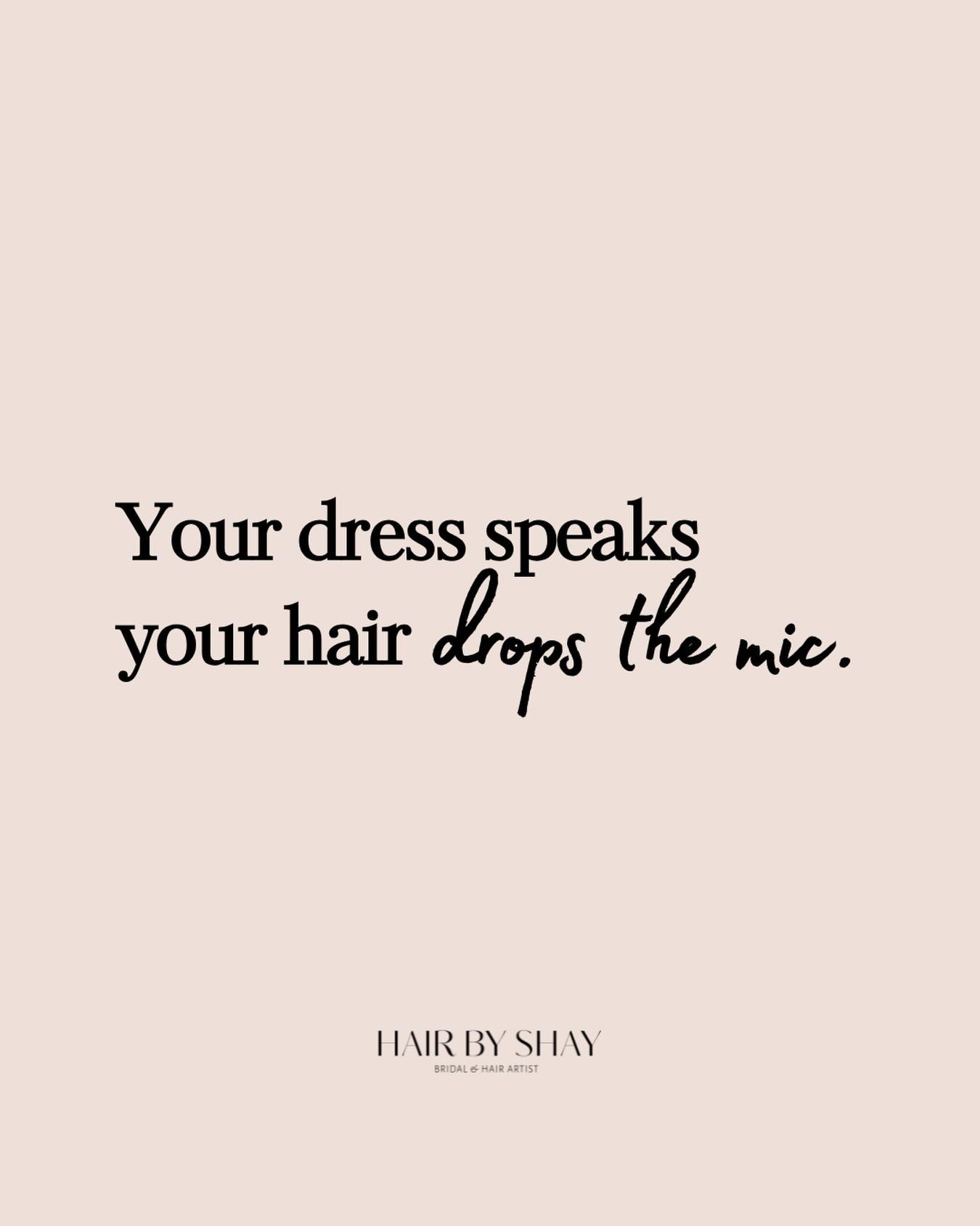 Your dress speaks. Your hair drops the mic. 🎤🤍

Let&rsquo;s create a bridal look that finishes everything off perfectly. 

Enquiries always welcome.

hairbyshay.com.au