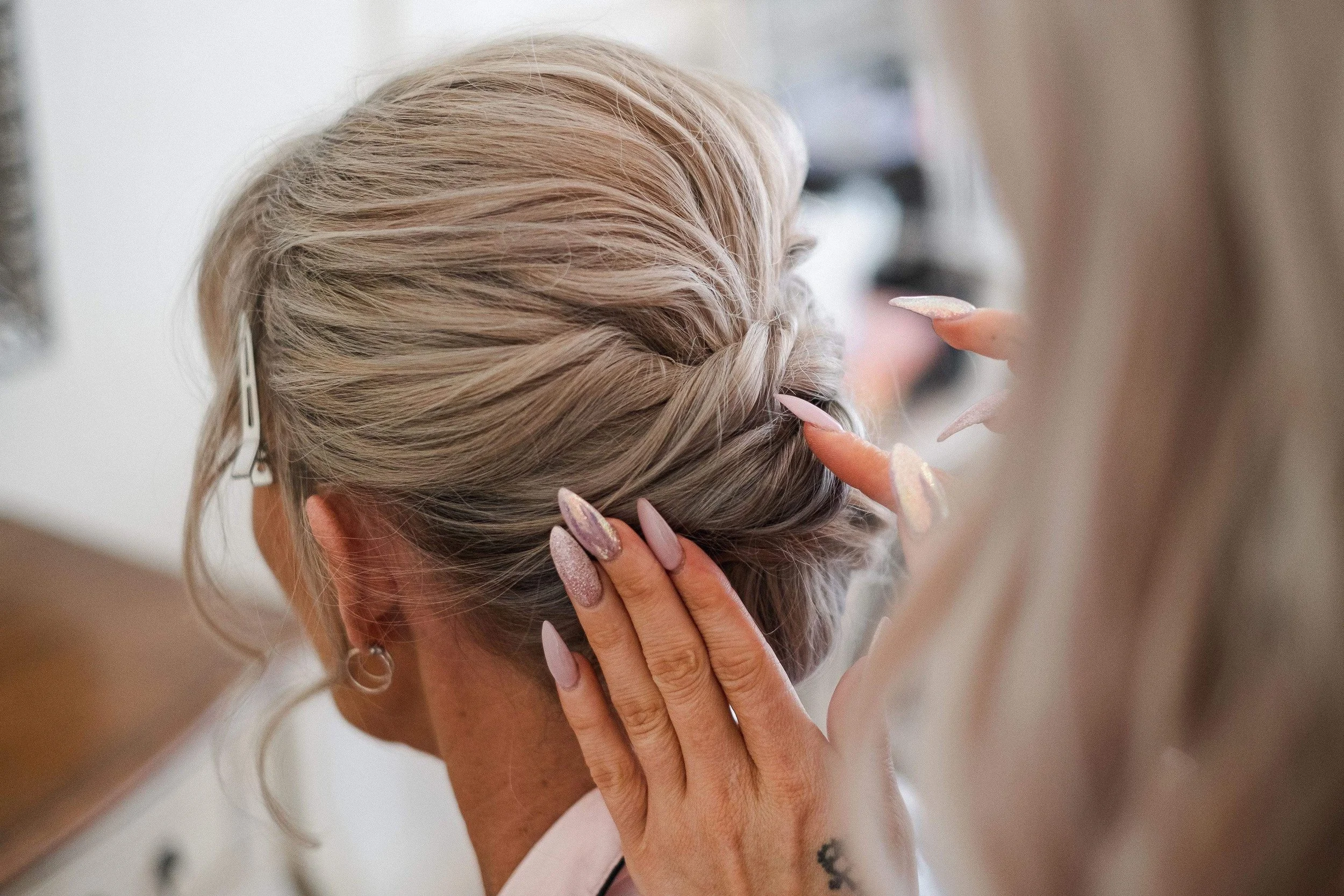 Up style blonde bride