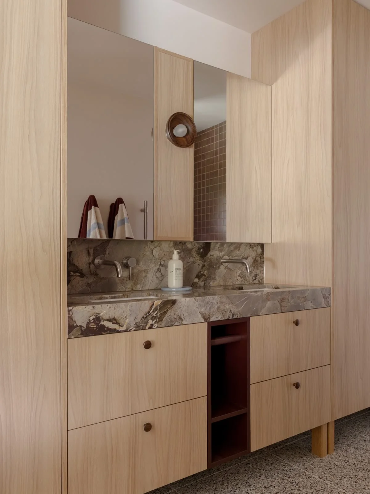 You&rsquo;ll notice a shared design language in the bathrooms of our Ilkinia project - a little sameness from room to room (in ths case the joinery form and finishes ties everything together). But typically, each space gets its own unique personality