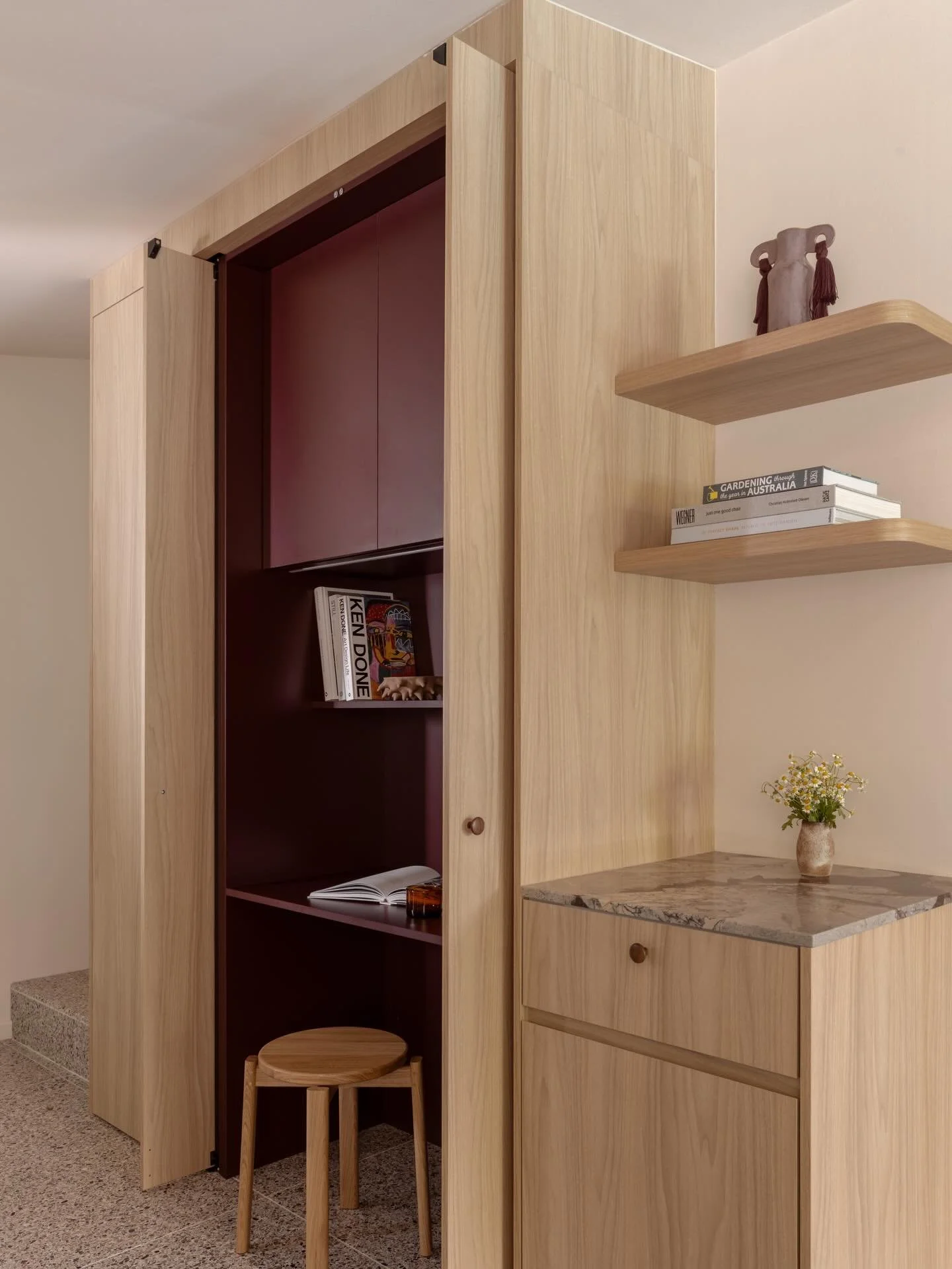 Now you see it! WFH set-ups are almost non-negotiable for our clients these days and we love finding discreet ways to incorporate them when there&rsquo;s no room for a dedicated study. No bland cubicle allowed - they should feel inspired, look great 