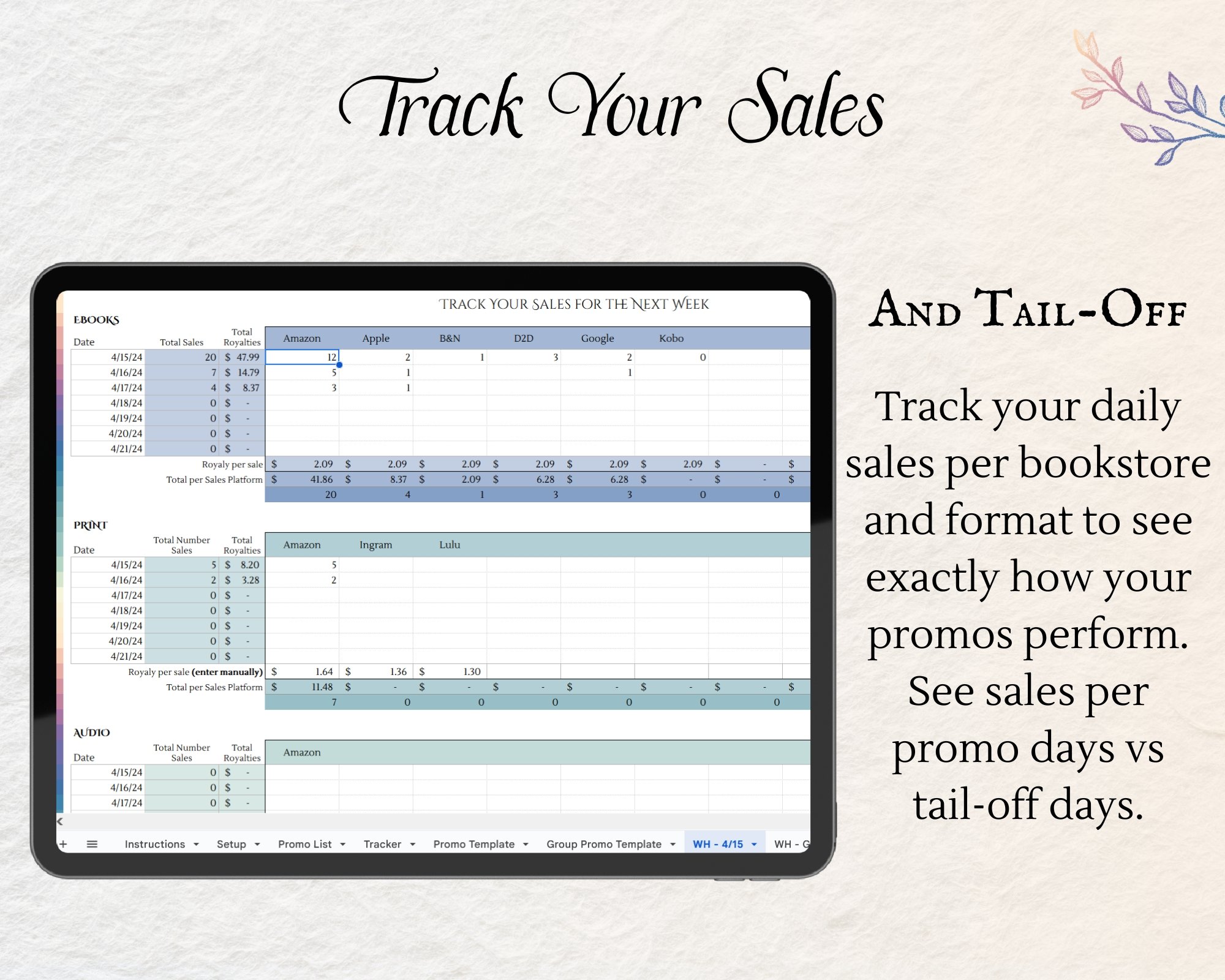 track associated book sales