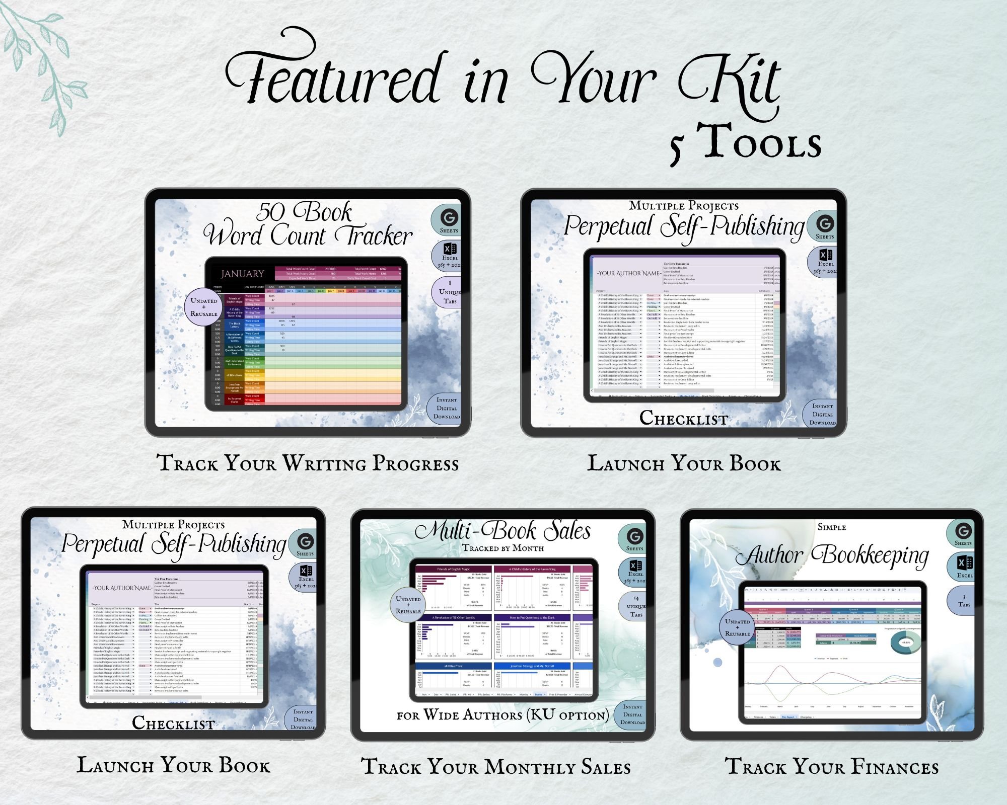 includs 5 author career tools from Working Writer Ink