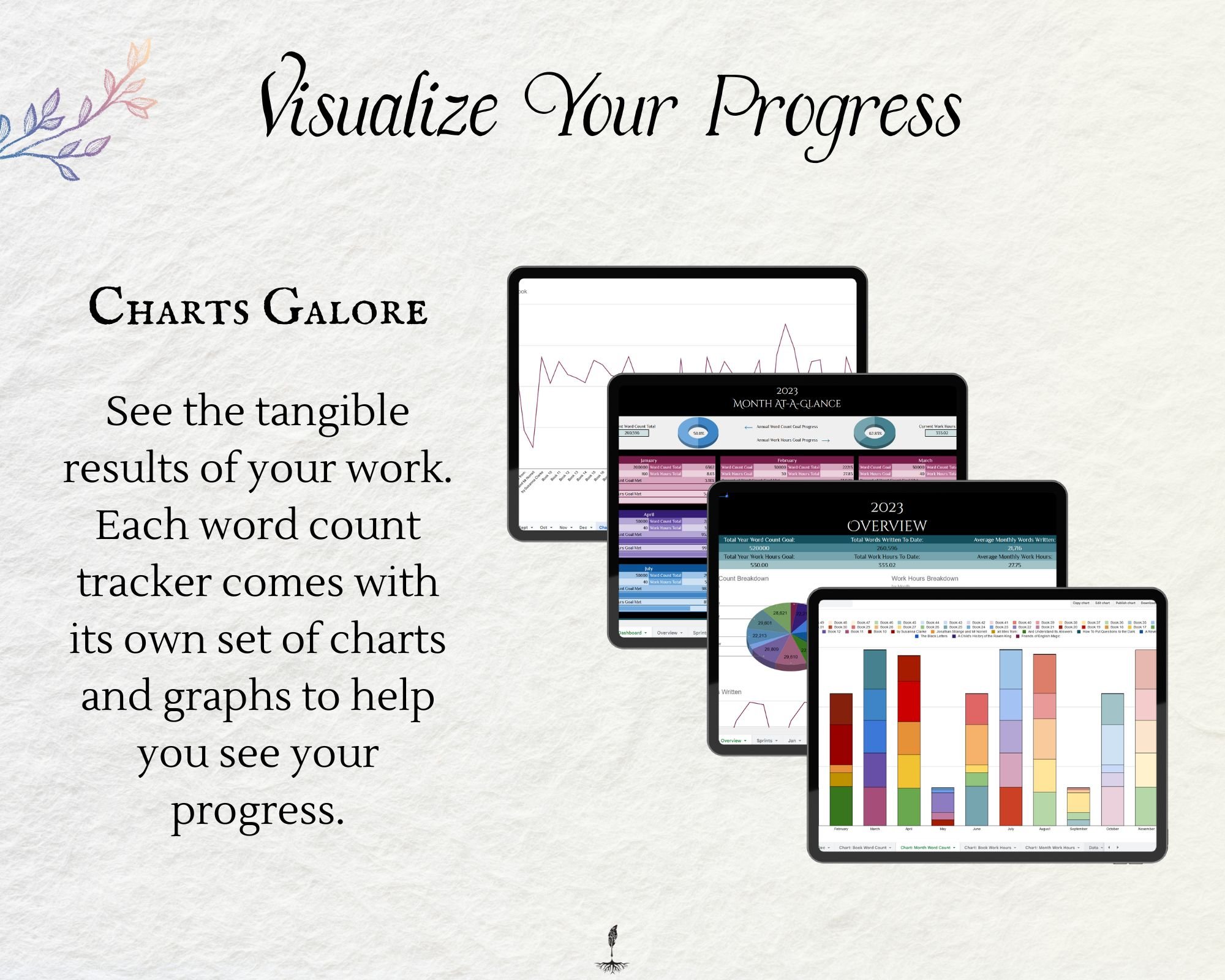 lots of charts to visualize your progress