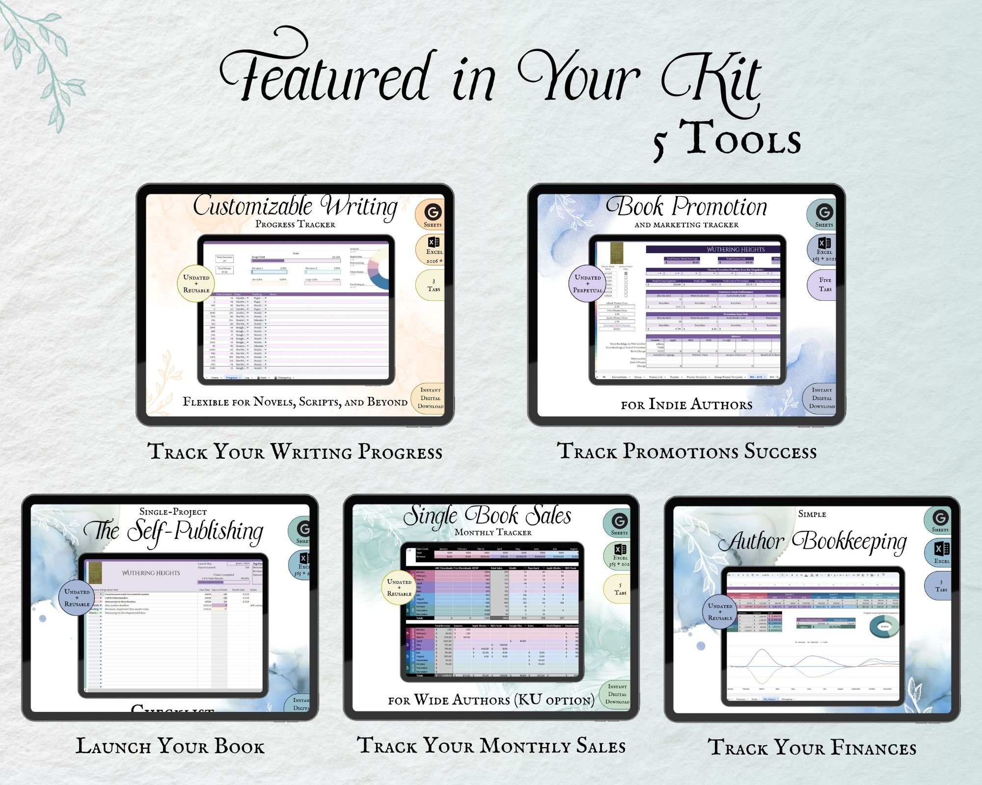 includes 5 writer tools from Working Writer Ink