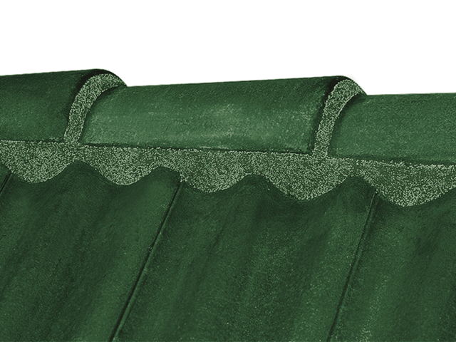 Green Flexim Roof Mortar applied to clay roof tiles for weatherproof sealing
