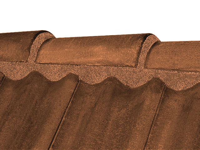 Rust Light Brown Flexim Roof Mortar applied to clay roof tiles for weatherproof sealing