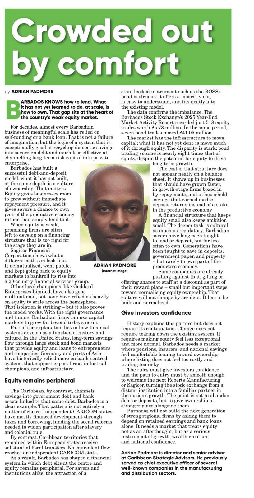 Crowded Out by Comfort: Why Debt Has Held Back Barbadian Equity