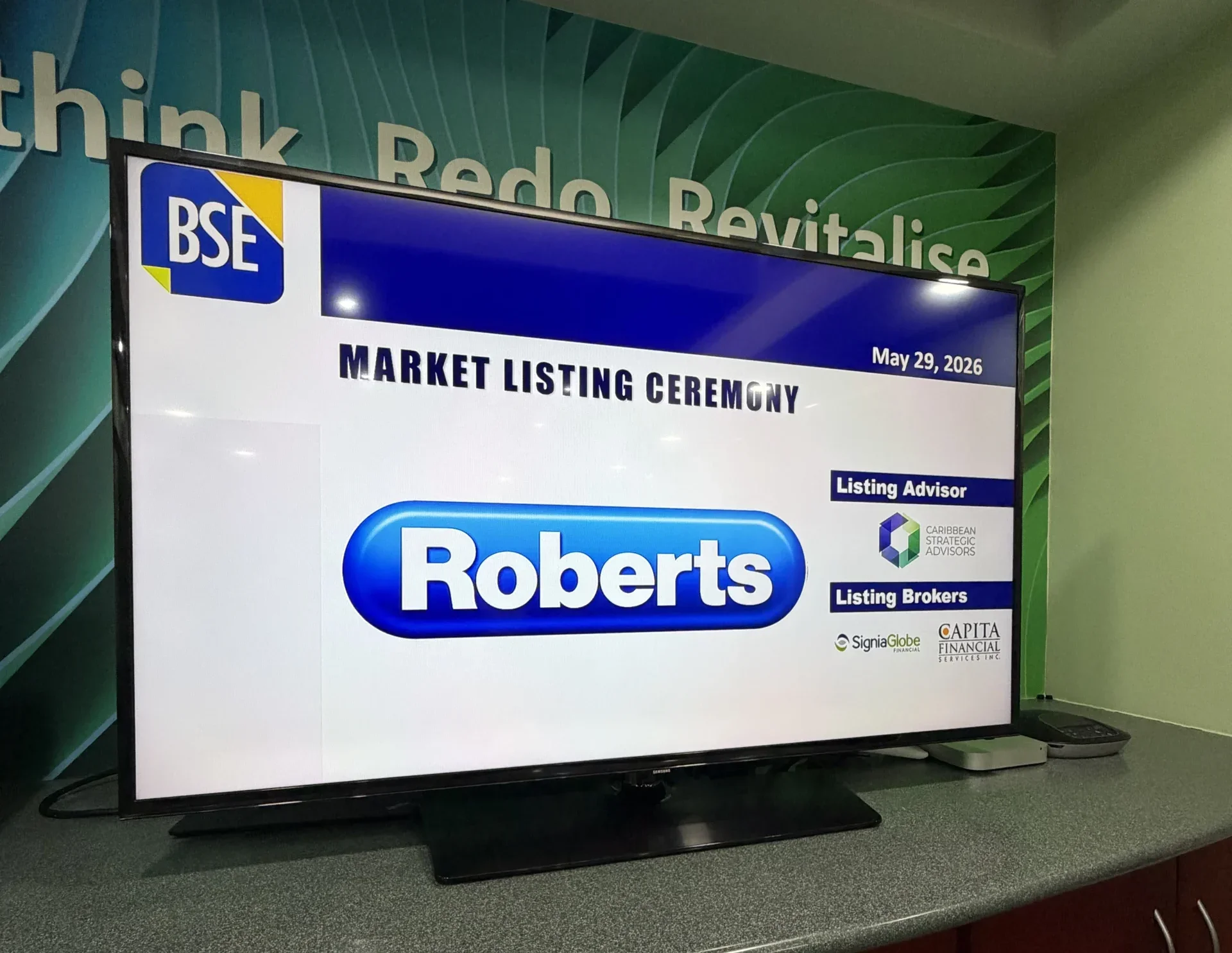 RMCO's Listing Hailed as a Major Milestone for the Barbados Stock Exchange