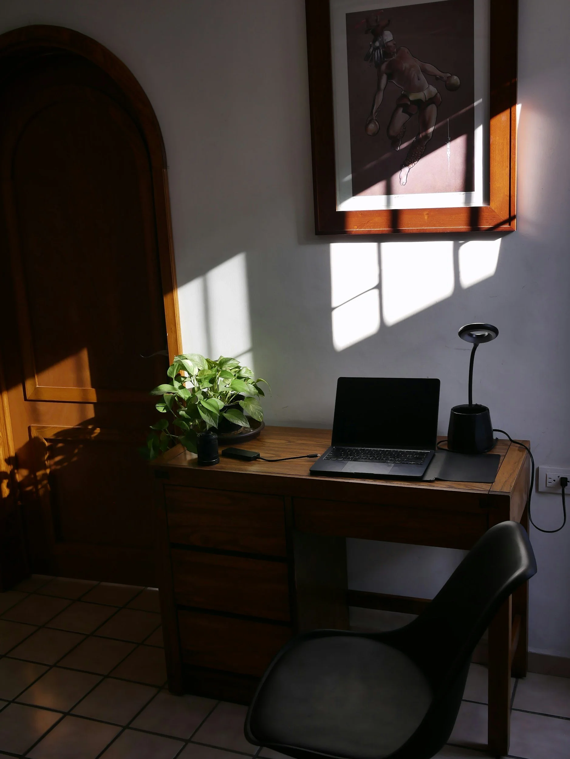 Holistic Home Office Space with window lighting 