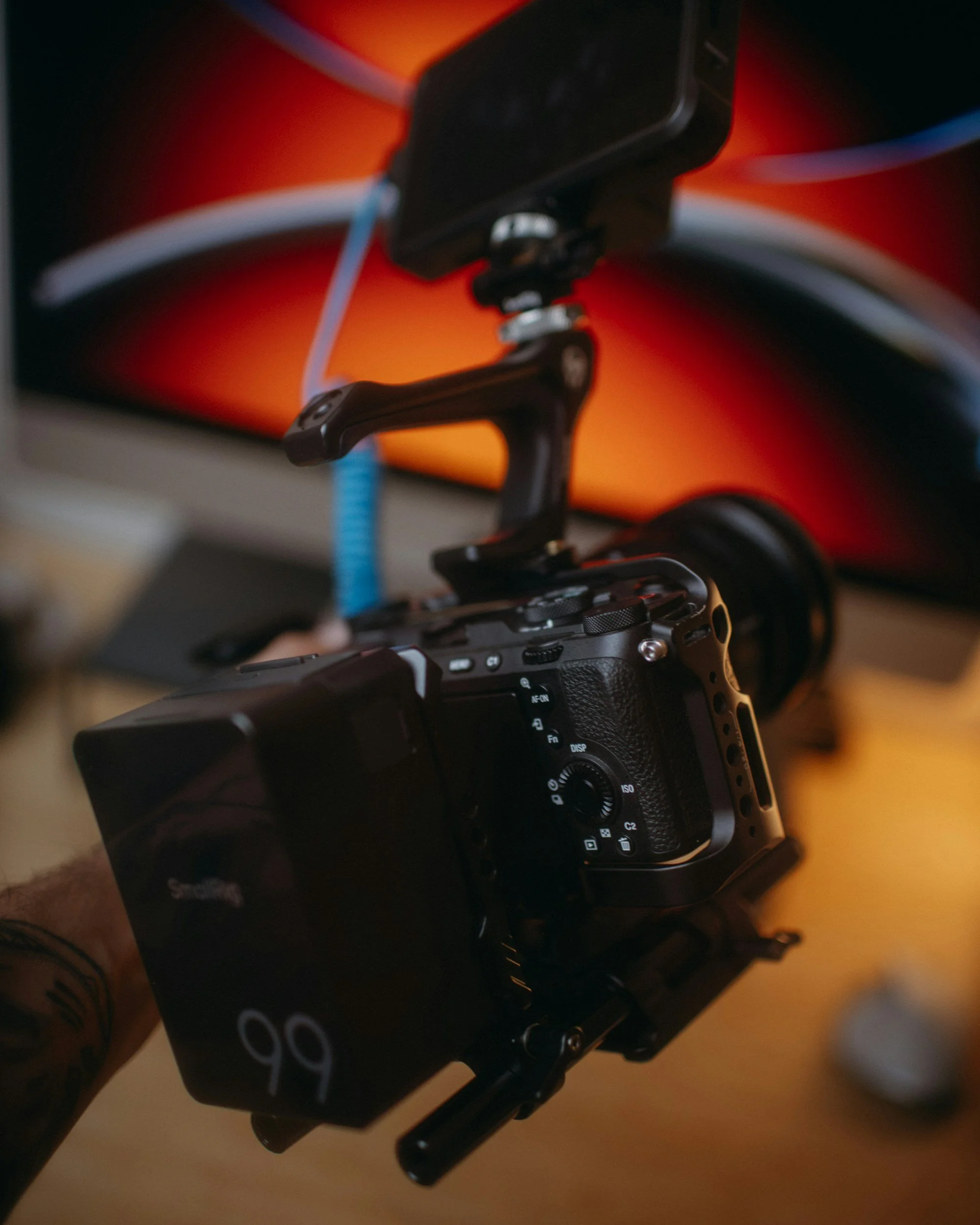 A camera on a ledge