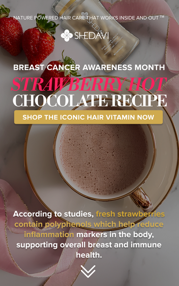 a cup of Hot Chocolate & Hair Vitamins for email campaign