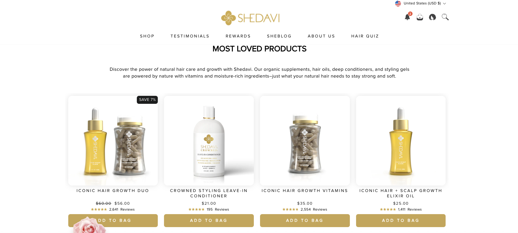 Homepage of Shedavi Website
