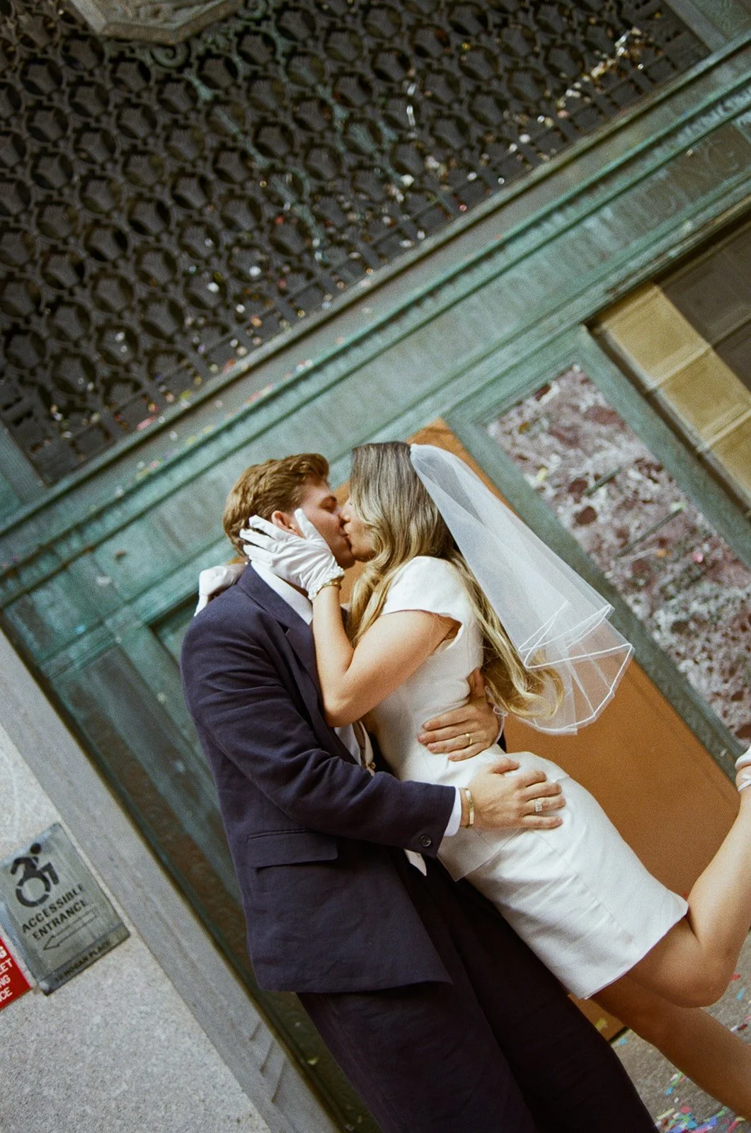 Newlyweds celebrating after their New York City Hall wedding