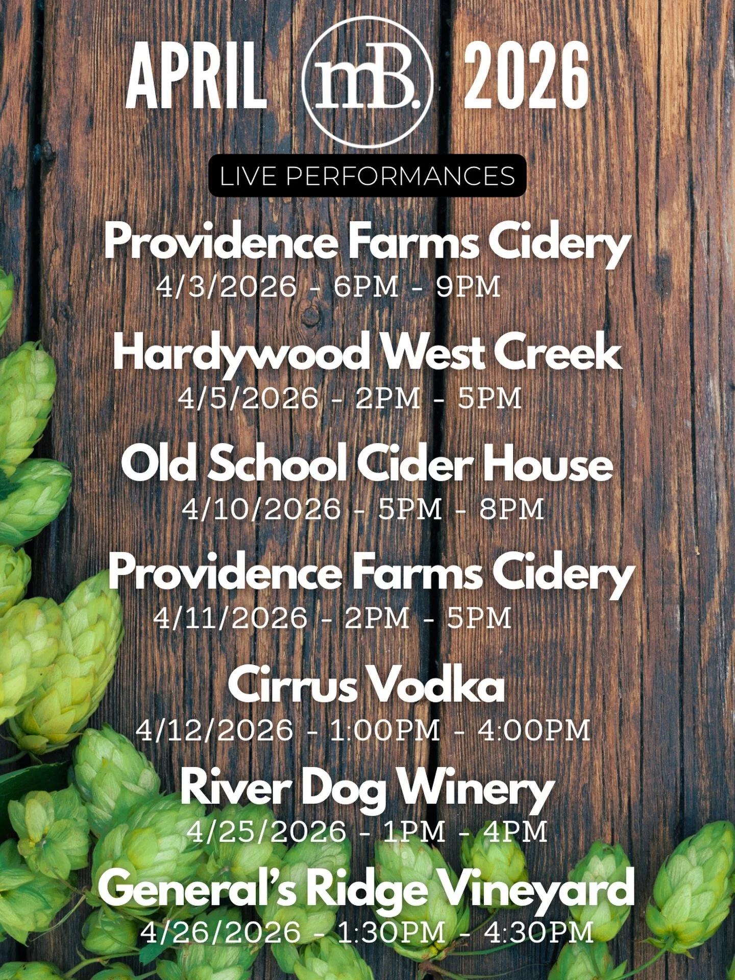 Very excited to see you all in April! 
New music, headed outside again, ready to welcome in warmer weekends!
@providencefarmscidery @hardywood @oldschoolciderhouse @cirrusvodka @riverdogwinery @generalsridgevineyard 
#livemusic #rvamusic #acousticmus
