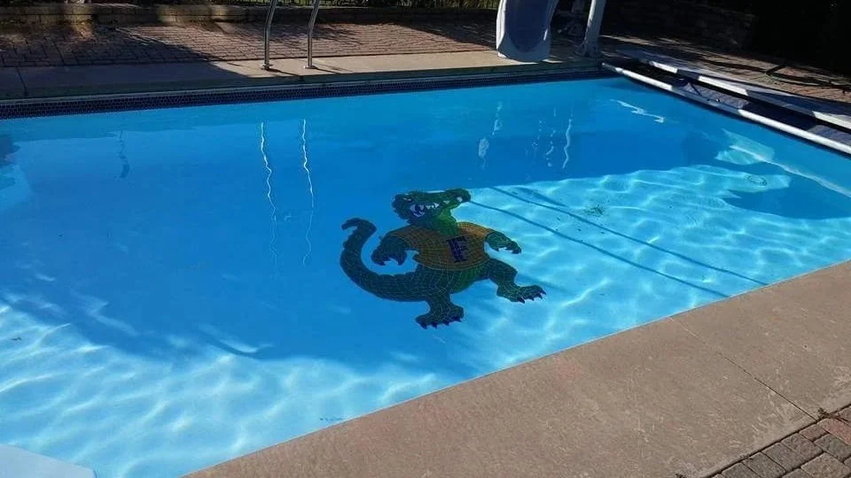 Custom swimming pool mosaic tile installation in Illinois
