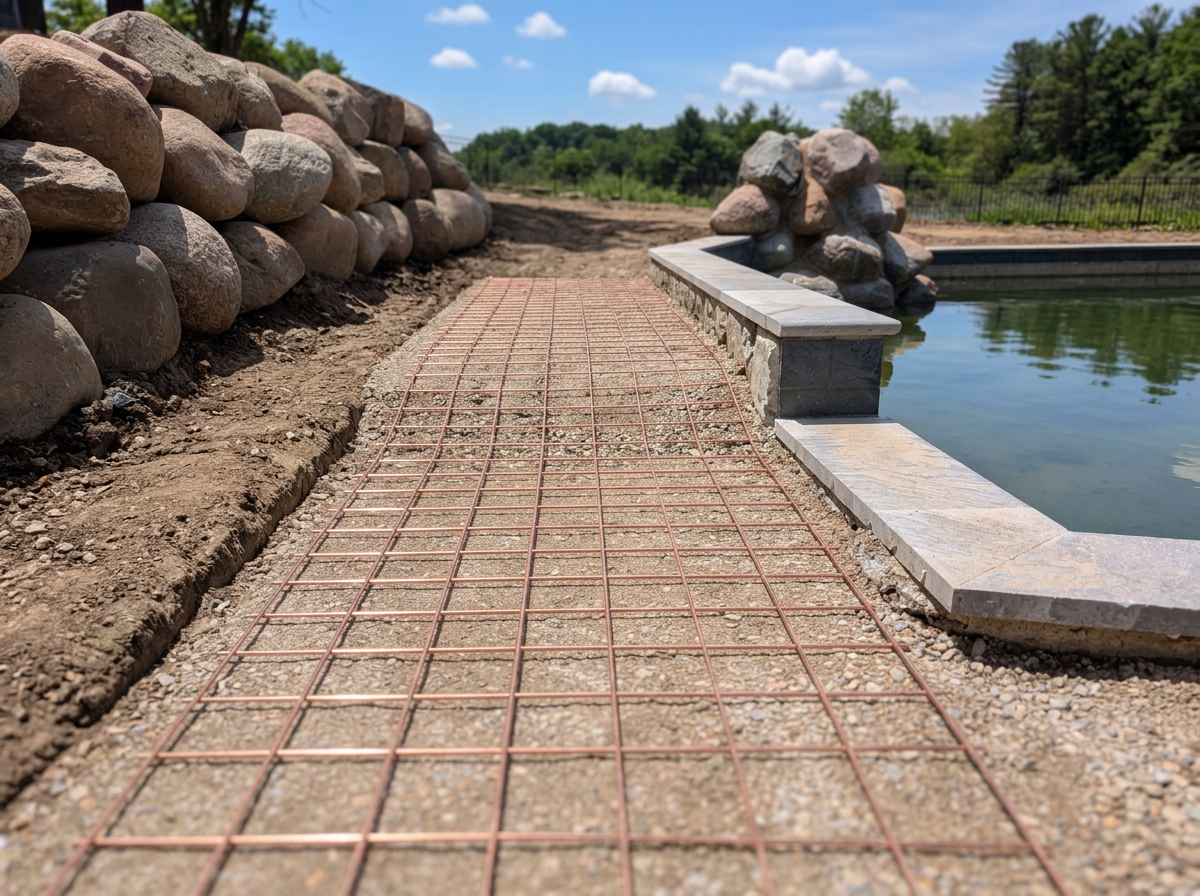 Pool electrical equipotential bonding grid installation in Illinois