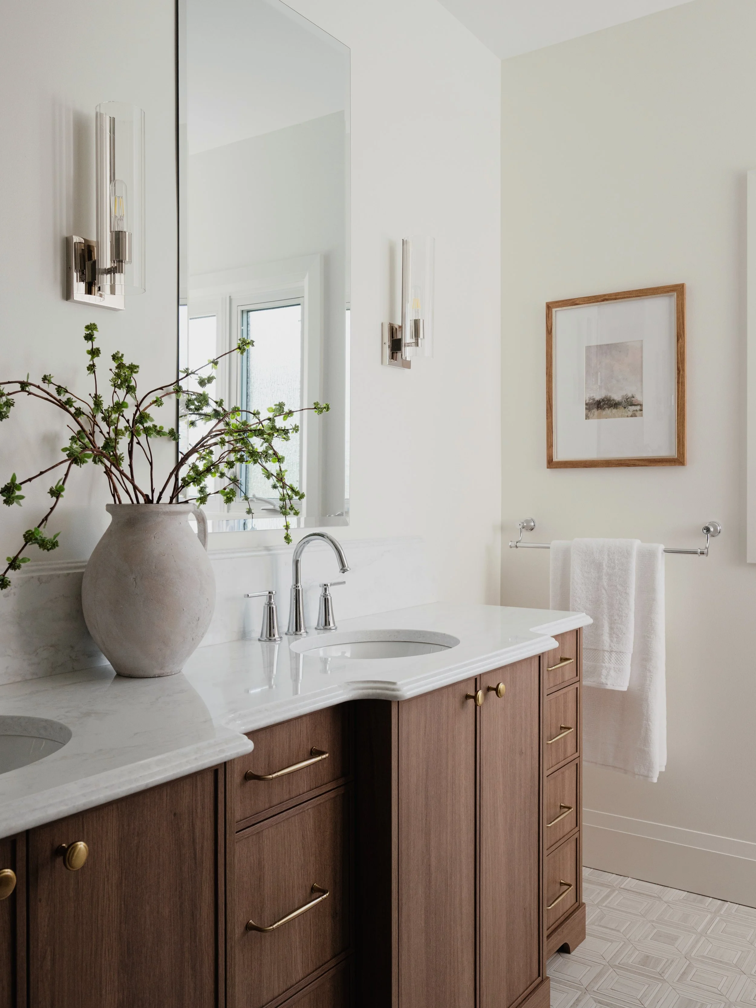 Good design isn&rsquo;t about chasing trends&mdash;it&rsquo;s about creating something you&rsquo;ll still love years from now.

This custom 100-inch vanity was thoughtfully designed with varying depths to improve both function and flow, while the tim
