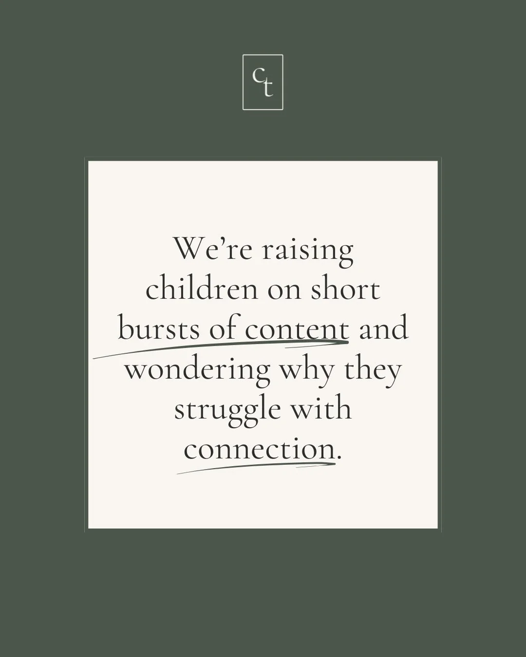 With the rise in screen time, we&rsquo;re seeing more children struggling with social skills, anxiety, and isolation than ever before.

Screens are being introduced earlier and earlier in the most important developmental years.

Children learn throug