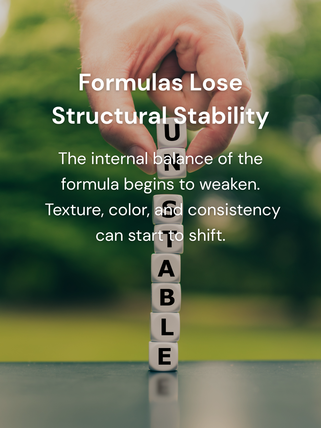 Word blocks stacked to represent unstable formulas