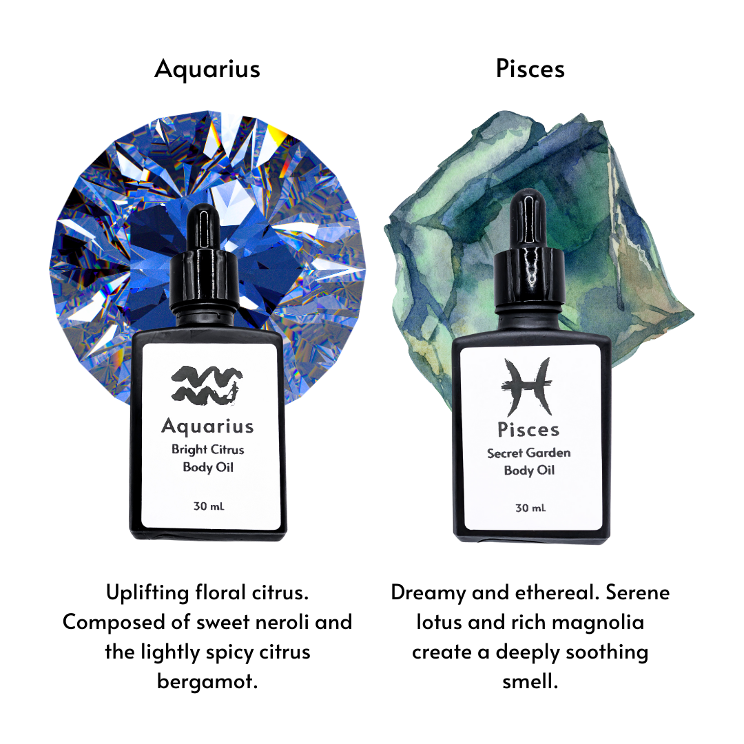 Libra and Scorpio labeled black dropper bottles against a stone background.png.png