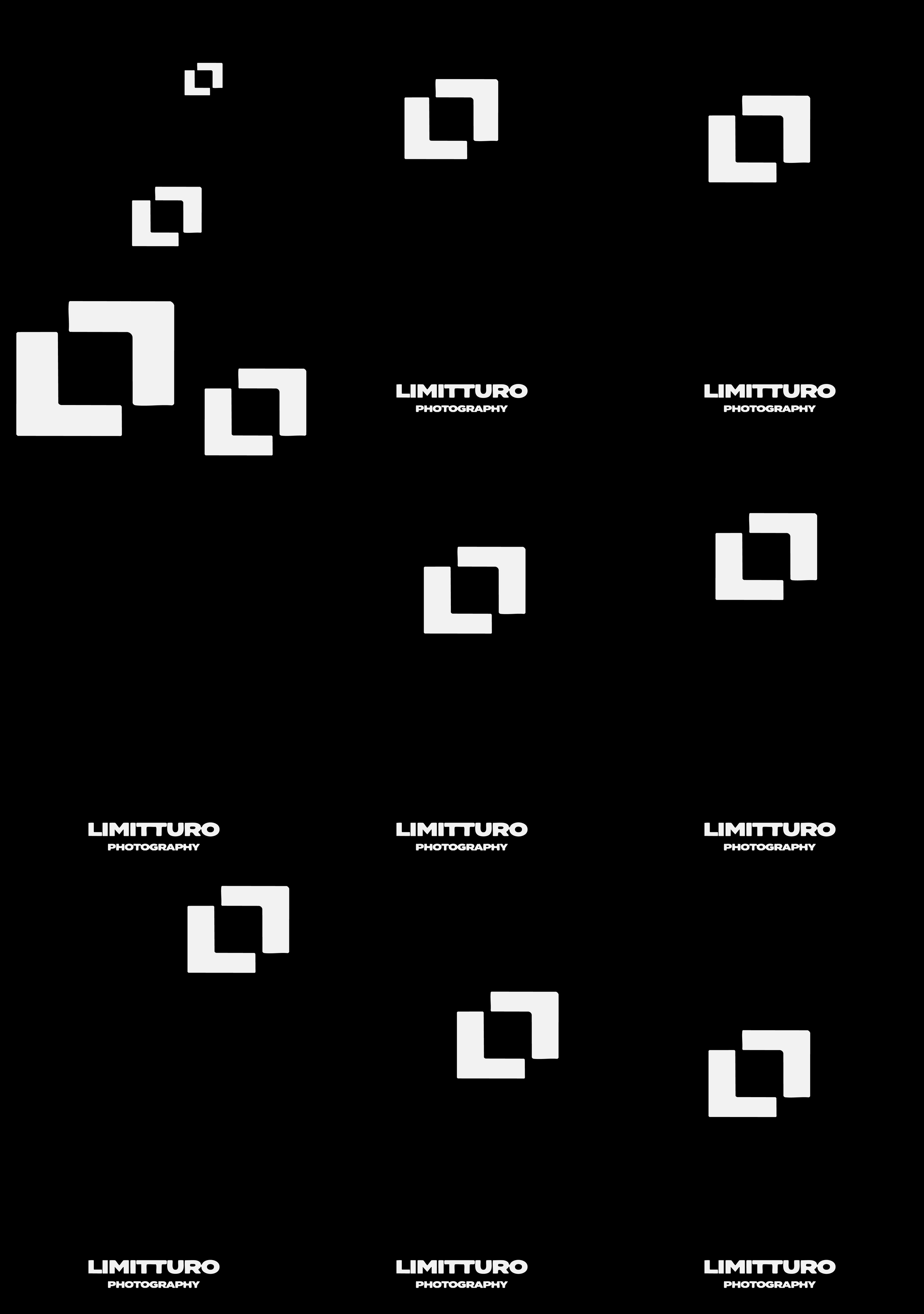 Black background with white geometric shapes and the text "LIMITTURO PHOTOGRAPHY" in the center.