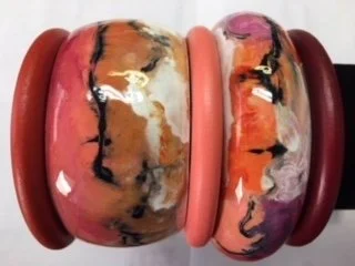 Abstract handpainted coral bangles.jpg