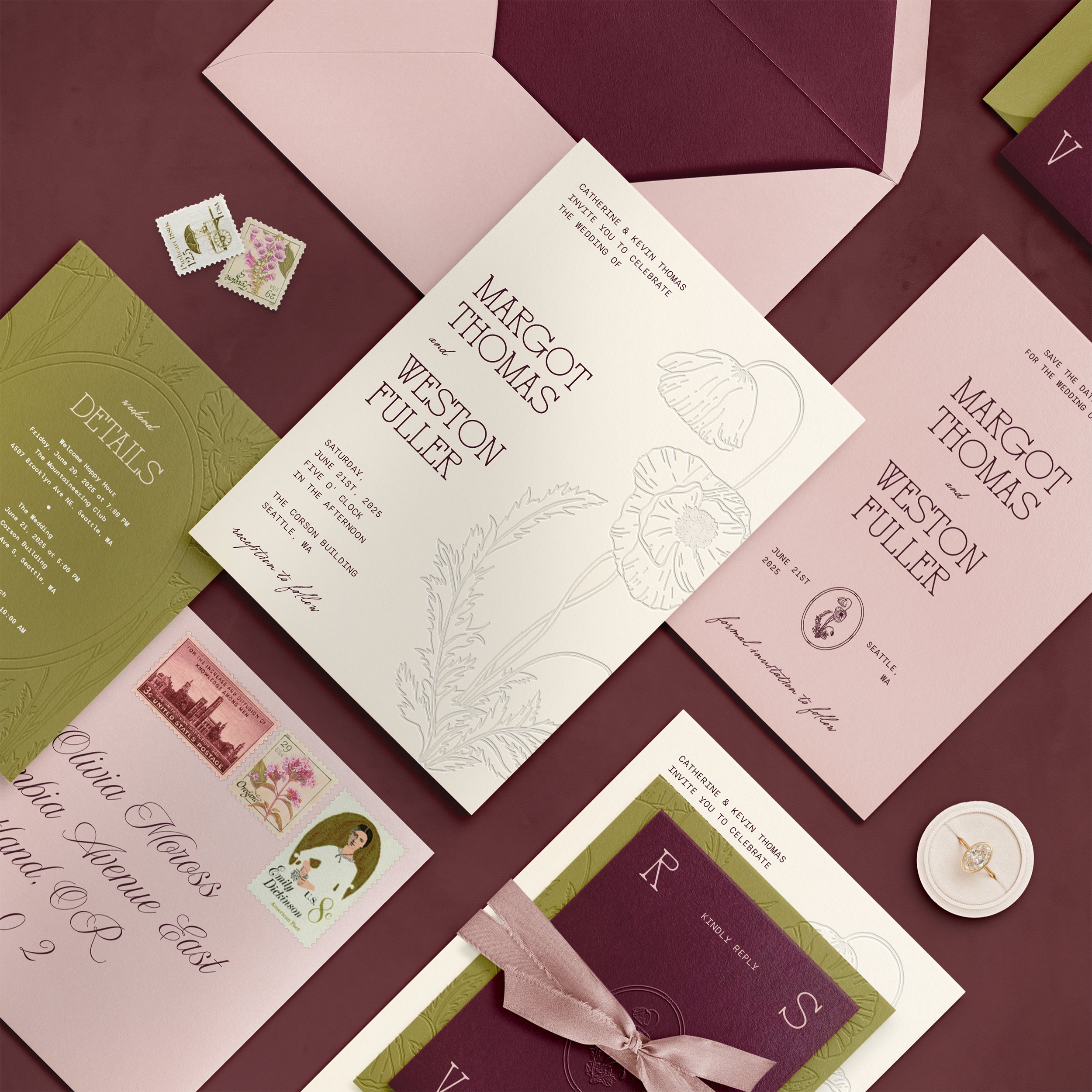 Romantic Garden Wedding Invitation Suite Close Up.jpg