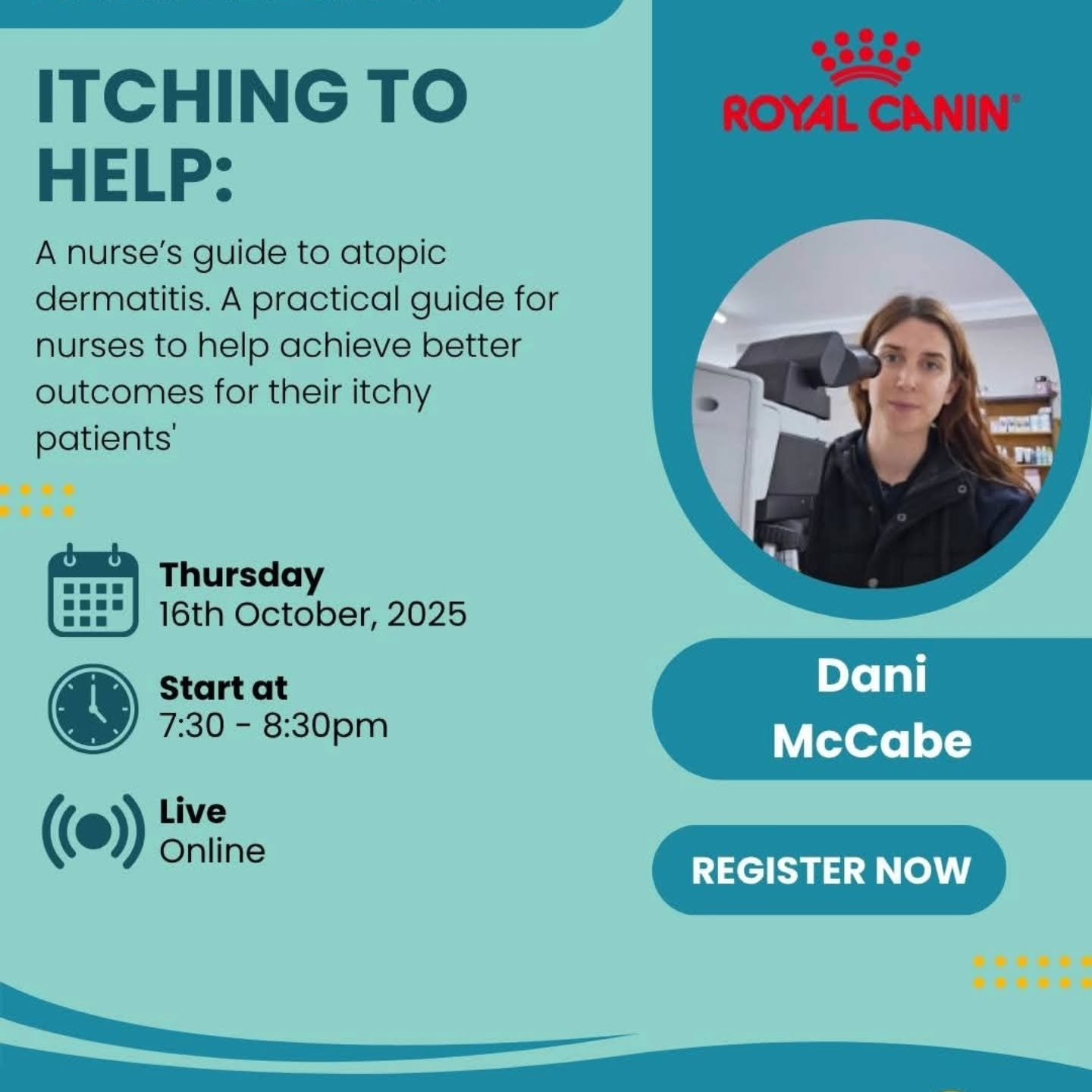 It's been a busy few days for some of the RASH team. 
Last week, nurse Dani gave a webinar to veterinary nurses on atopic dermatitis and how nurses can be involved in the workup and management of pets with allergies. 

Specialist Helen spent the week