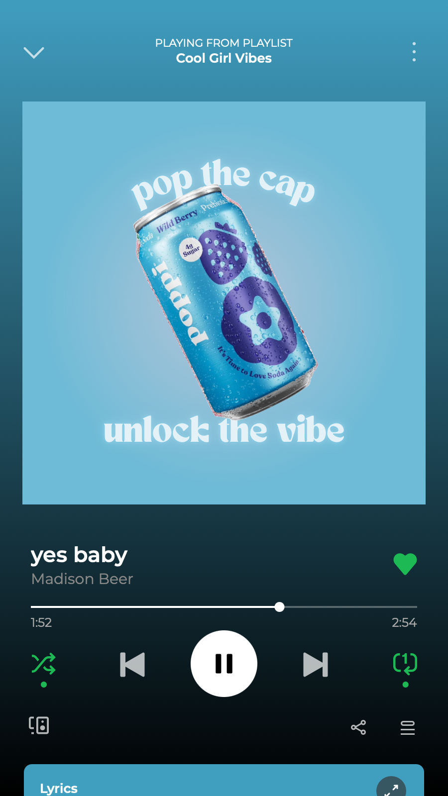 Spotify Screenshot Generator - Cool Girl Vibes - yes baby.png