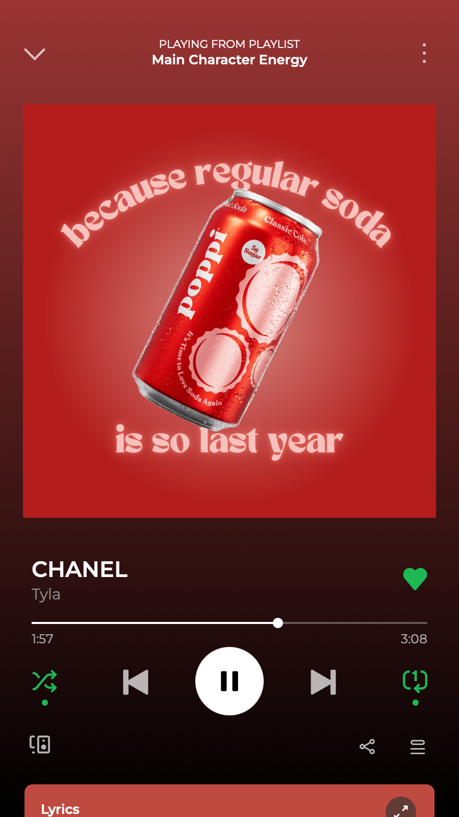 Spotify Screenshot Generator - Main Character Energy - CHANEL.png