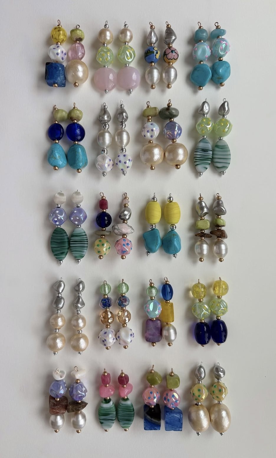 Chunky Beaded Earrings, Fruity Poms