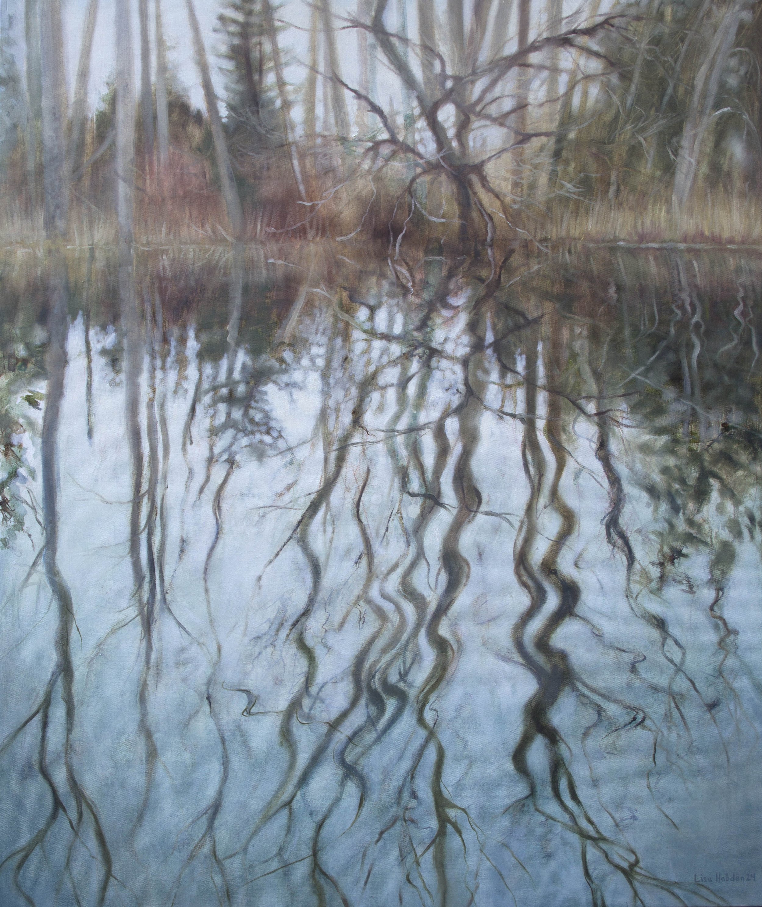 A Conversation Between Wood and Water, Oil on Canvas, 30"x36"