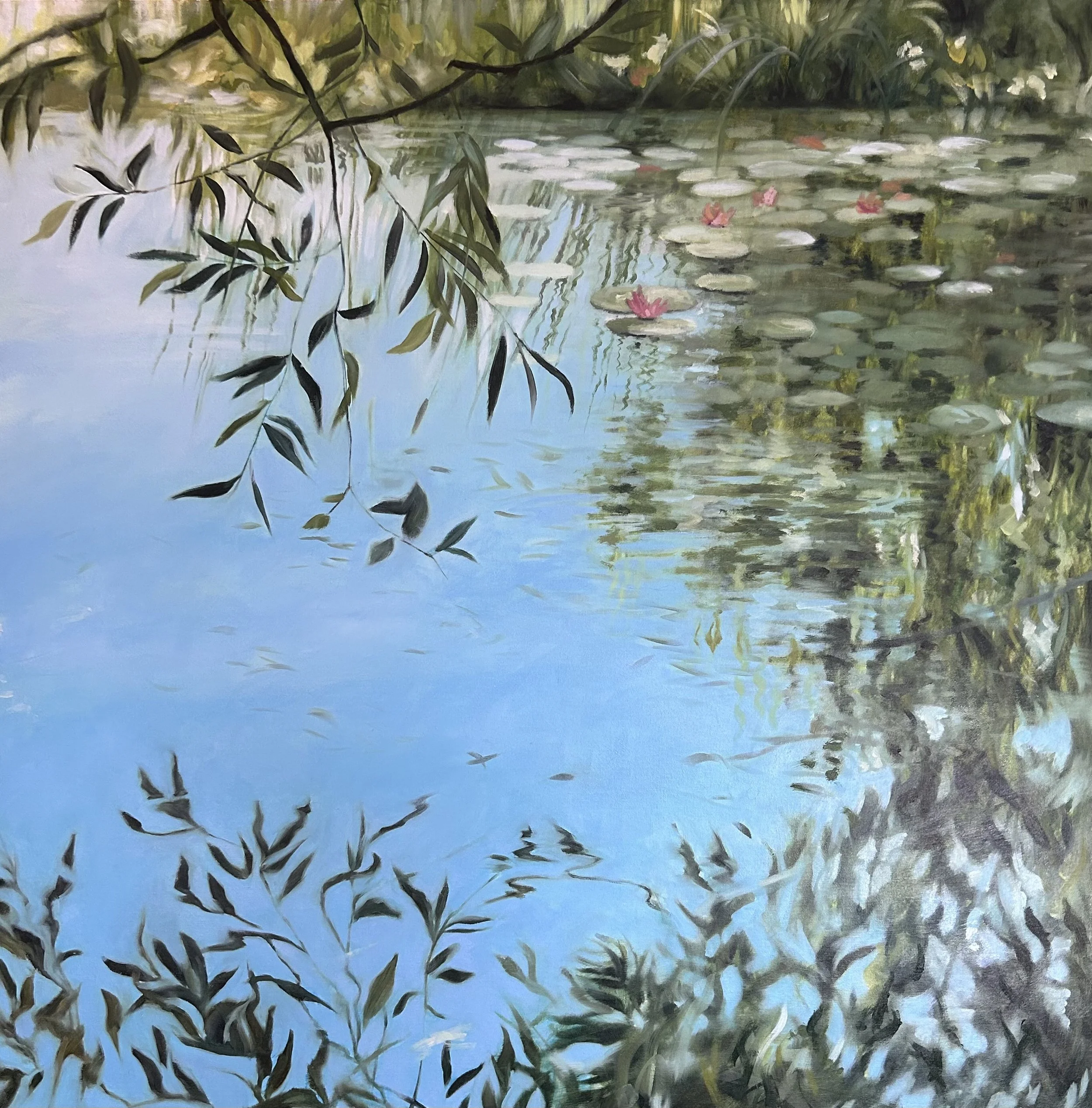 Lilies and Leaves, Oil on Canvas, 36"x36"