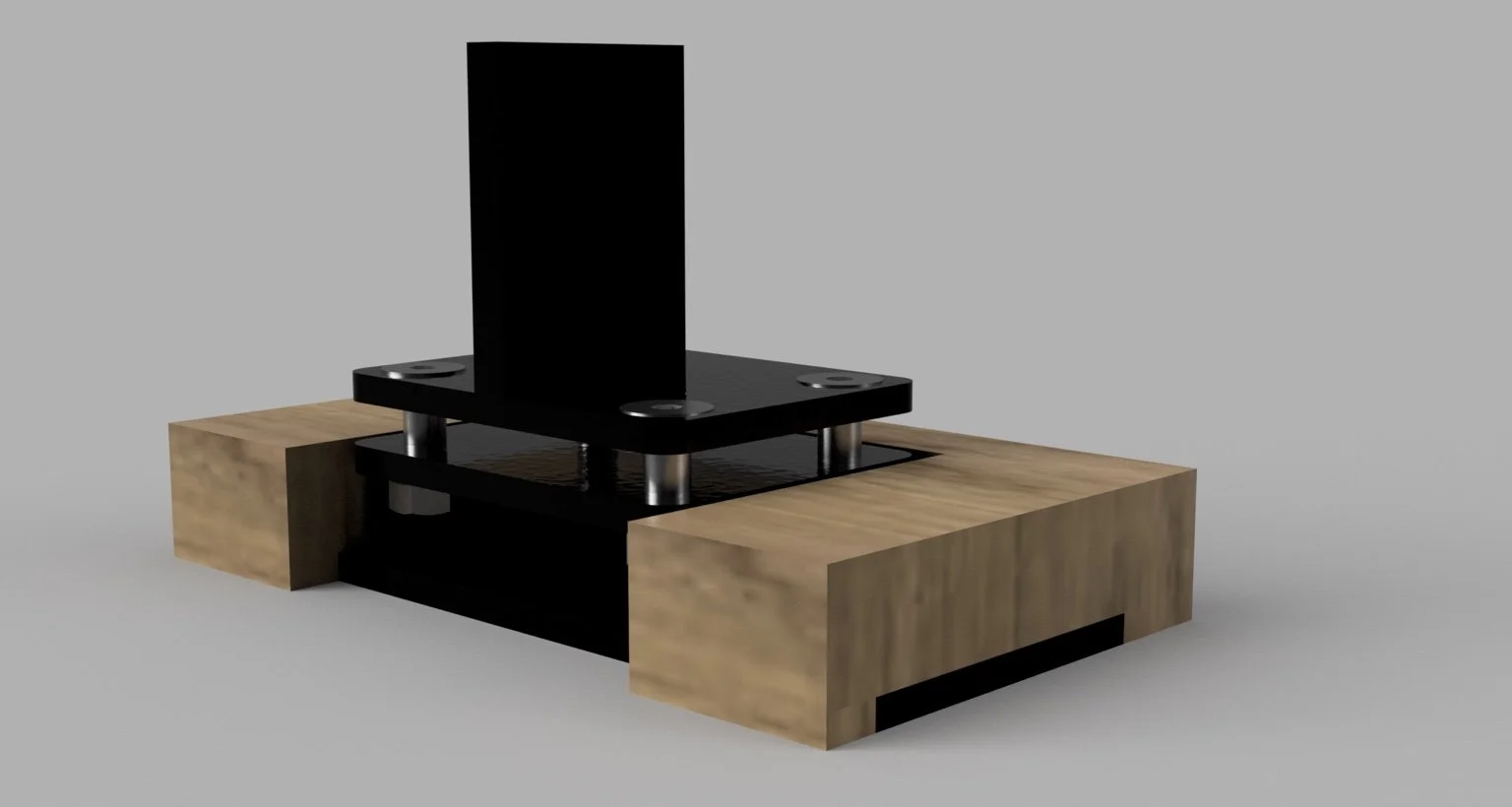 Fusion 360 design model for a project-specific steel railing connection developed for The York waterfront residence in Lake Oswego, Oregon, allowing the mounting system to be engineered around the architecture before fabrication.