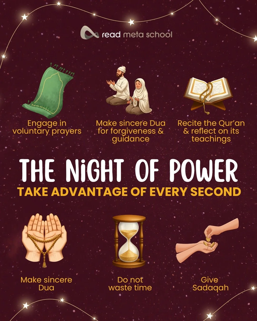 The Night Better Than a Thousand Months. ✨🌙

1️⃣ Engage in Voluntary Prayers: Beyond the obligatory, find your strength in Tahajjud and Salat-ul-Tasbih. Stand before your Creator when the world is quiet. 🛐
2️⃣ Sincere Dua for Forgiveness &amp; Guid