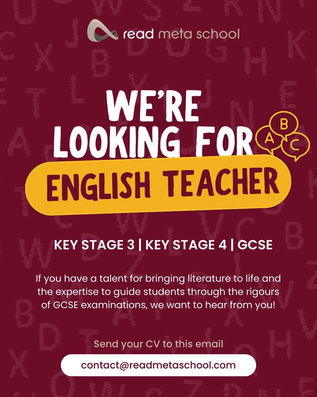 📢 We&rsquo;re Hiring &ndash; English Teacher (KS3 / KS4)

Join Read Meta School, a global online Muslim school dedicated to delivering high-quality education to students around the world.

We are looking for a passionate and experienced full-time En