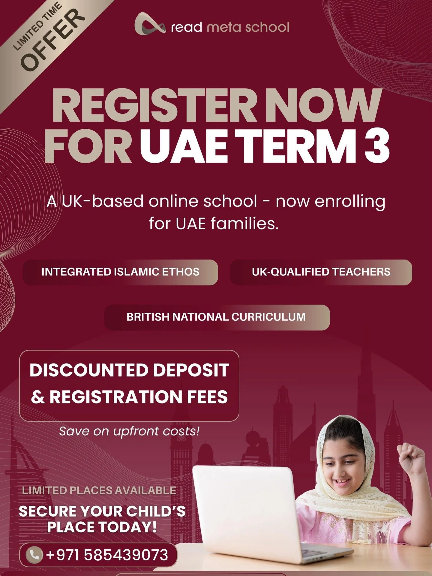 Are you looking for a world-class British education that aligns with your family&rsquo;s values? Read Meta School is now enrolling for UAE Term 3, and for a limited time, we are offering a Discounted Deposit &amp; Registration Fee! 💰✨

Give your chi