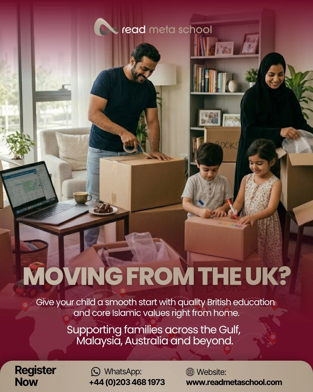 A British Education, Wherever Life Takes You 🌍✨

Relocating or traveling doesn't mean your child's education has to skip a beat. At Read Meta School, we offer live online learning with qualified UK-based teachers, deeply rooted in strong Islamic val