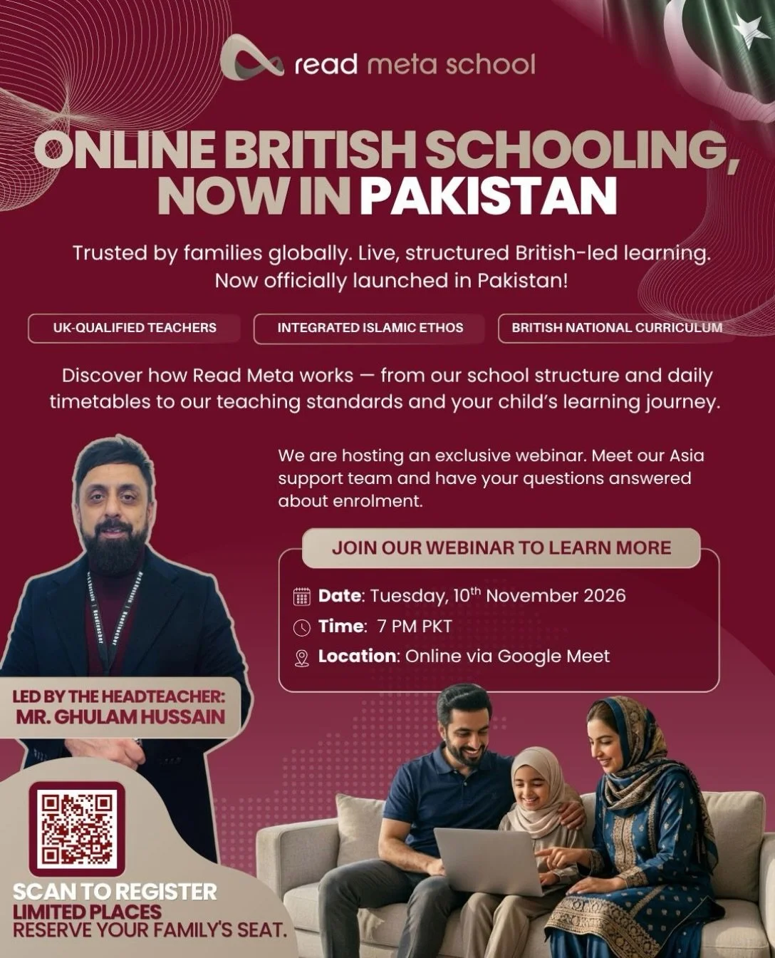 🇵🇰 PAKISTAN, YOU&rsquo;RE INVITED! 🇵🇰

🌟 Read Meta School&rsquo;s FIRST-EVER Pakistan Online Open Event!

British Education. Islamic Values. A Global Learning Community.

We are delighted to announce our very first dedicated Open Event for famil
