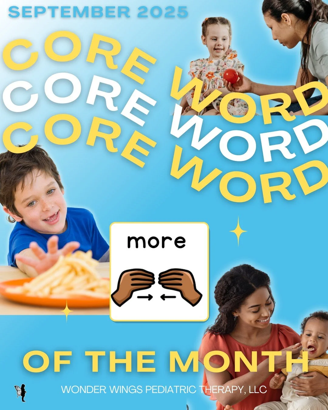 September&rsquo;s core word is&hellip; MORE! ✨

Why MORE? It&rsquo;s motivating, flexible, and kids LOVE it. From snacks to playtime, &ldquo;more&rdquo; gives children a way to express themselves and get what they want.

💡 Quick Tip: Try modeling &l
