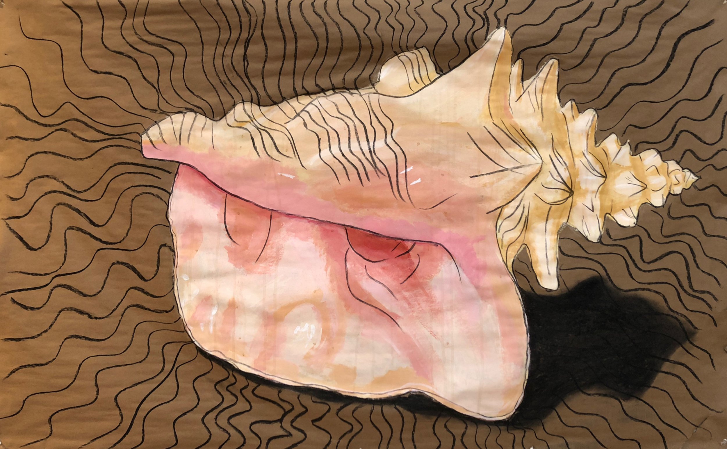 Shell 1, Acrylic paint and graphite on paper, 48" by 60"