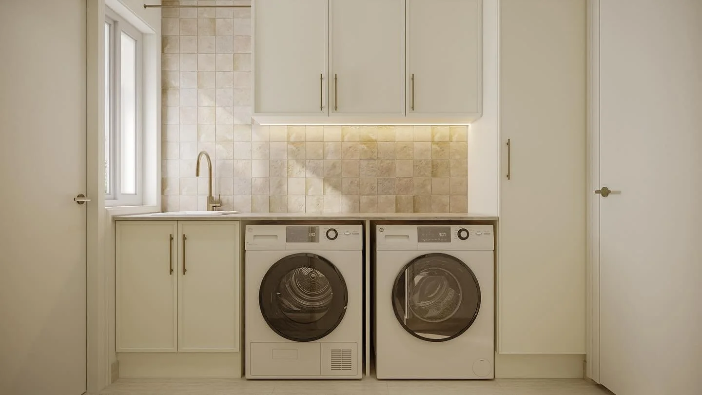 Keeping it 💯 in the laundry 💫

Soft neutrals, warm brass, and splashback tiles that look like sun-kissed sand &mdash; because even the most practical spaces deserve a little poetry.

There&rsquo;s calm in the clean lines, comfort in the cream tones